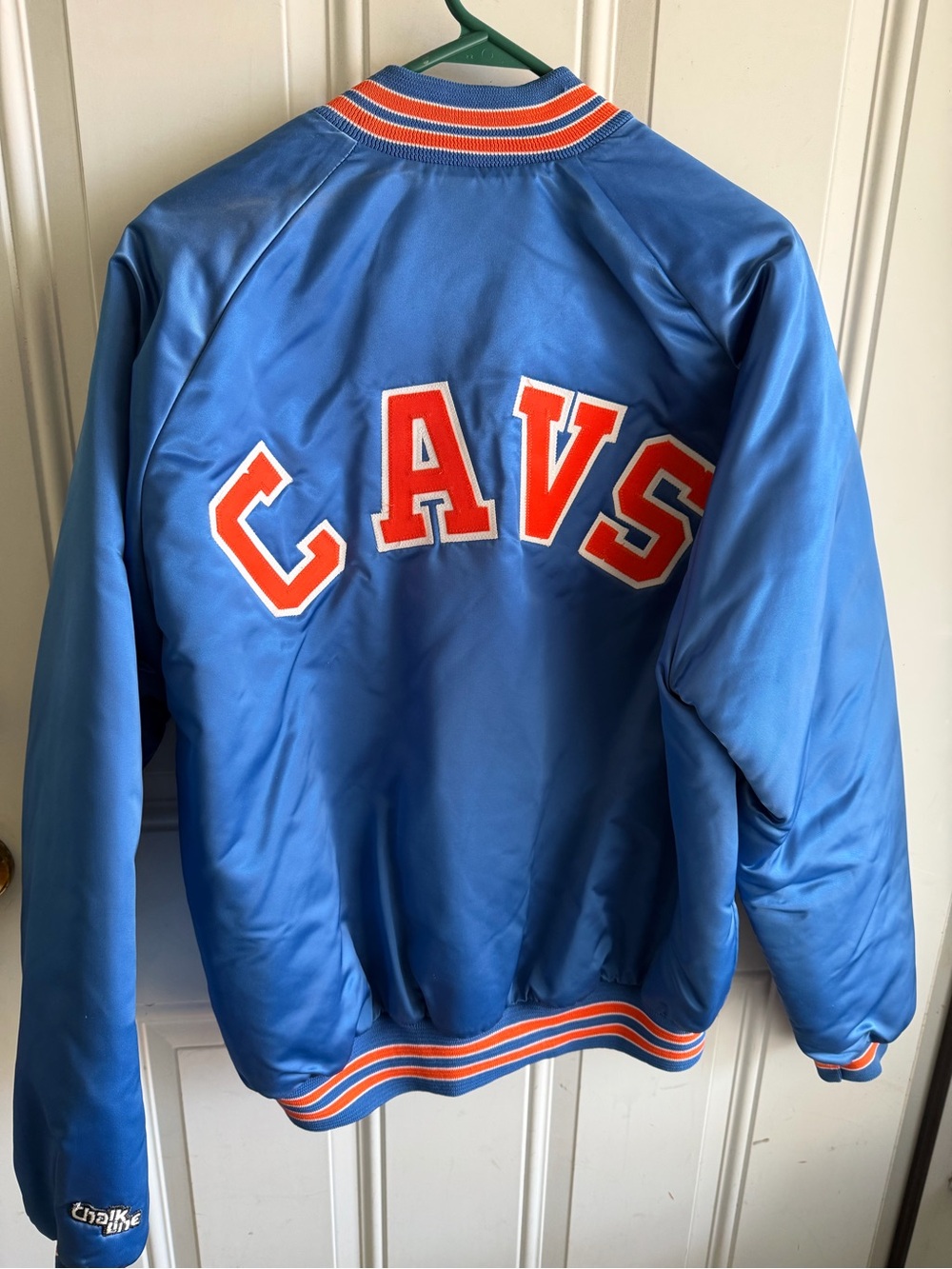 Vintage Blue Cavaliers Satin Bomber Jacket with Orange Trim - Picture 2 of 6
